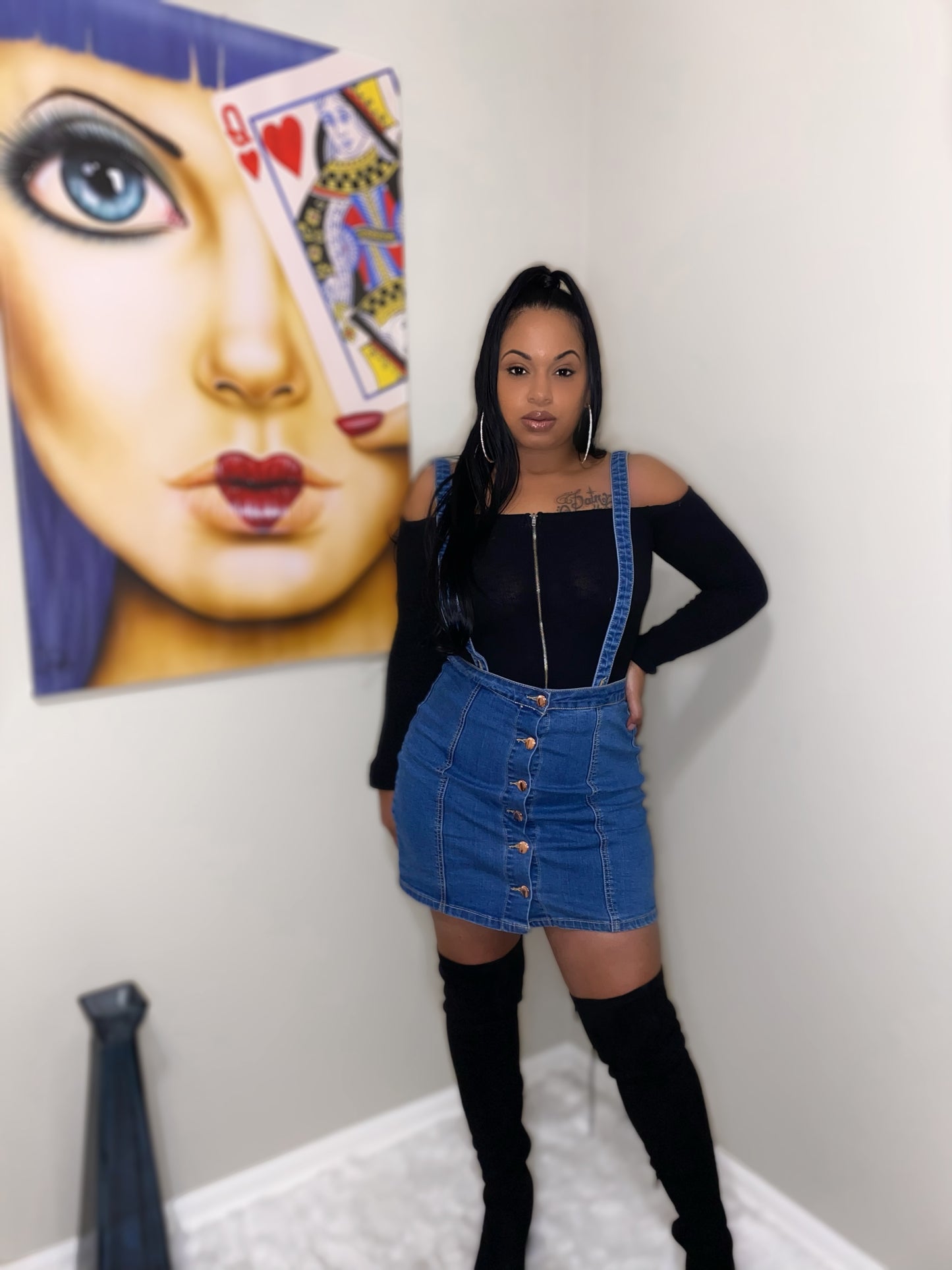Gina Denim Suspender Skirt - Love Me Galore Boutique