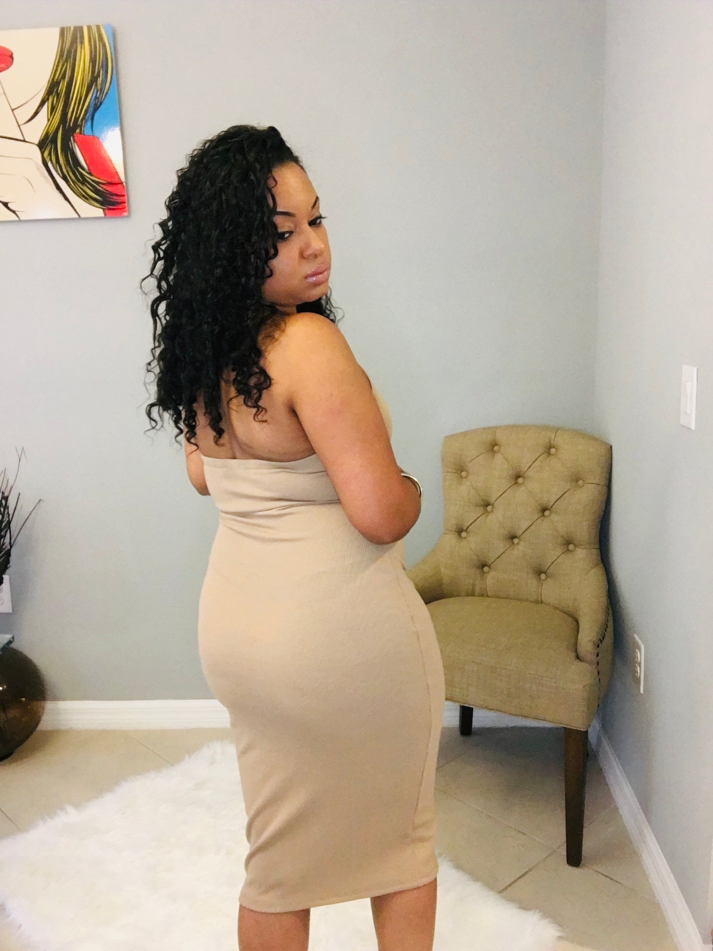 Nude Love Halter Dress - Love Me Galore Boutique