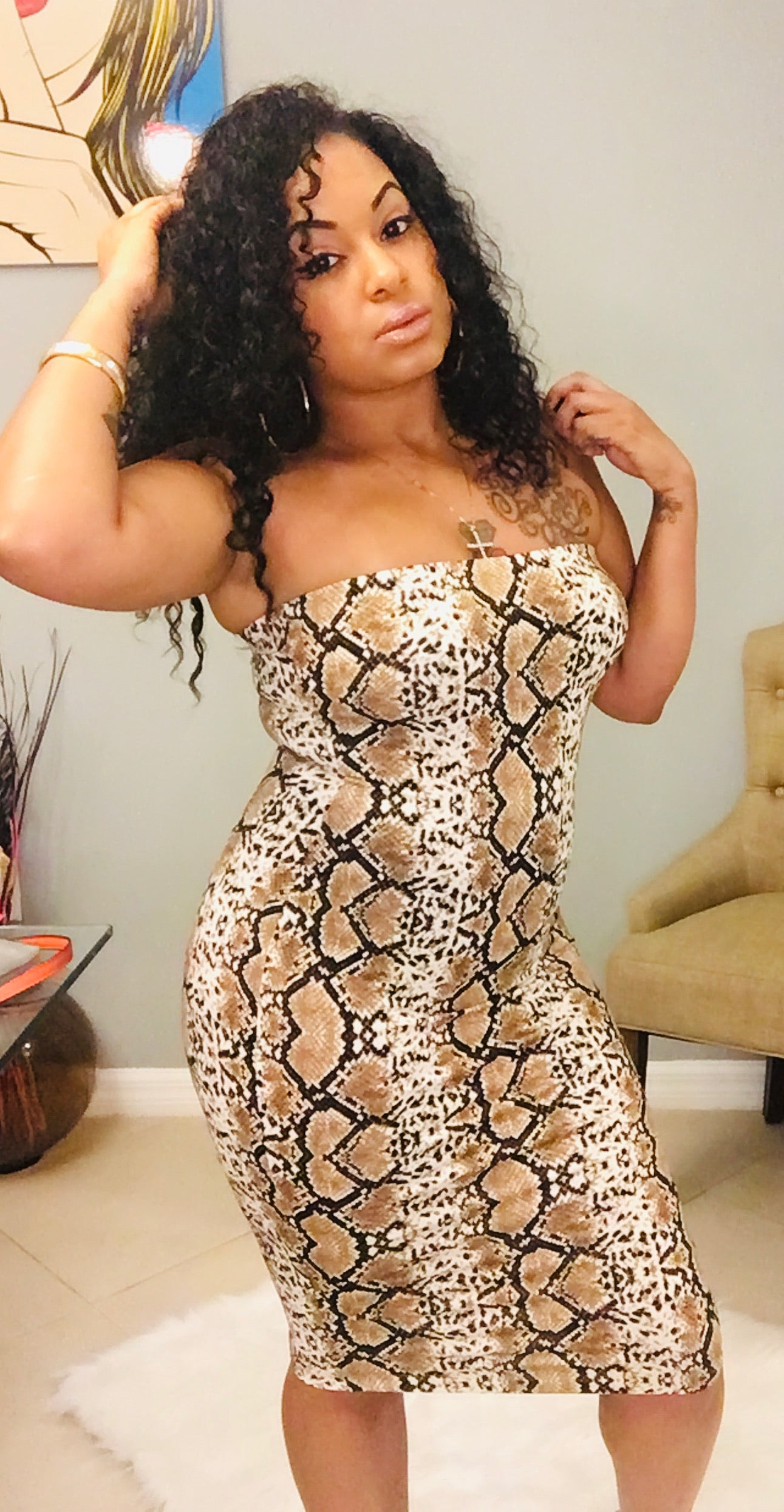Lisette Snake Print Dress - Love Me Galore Boutique