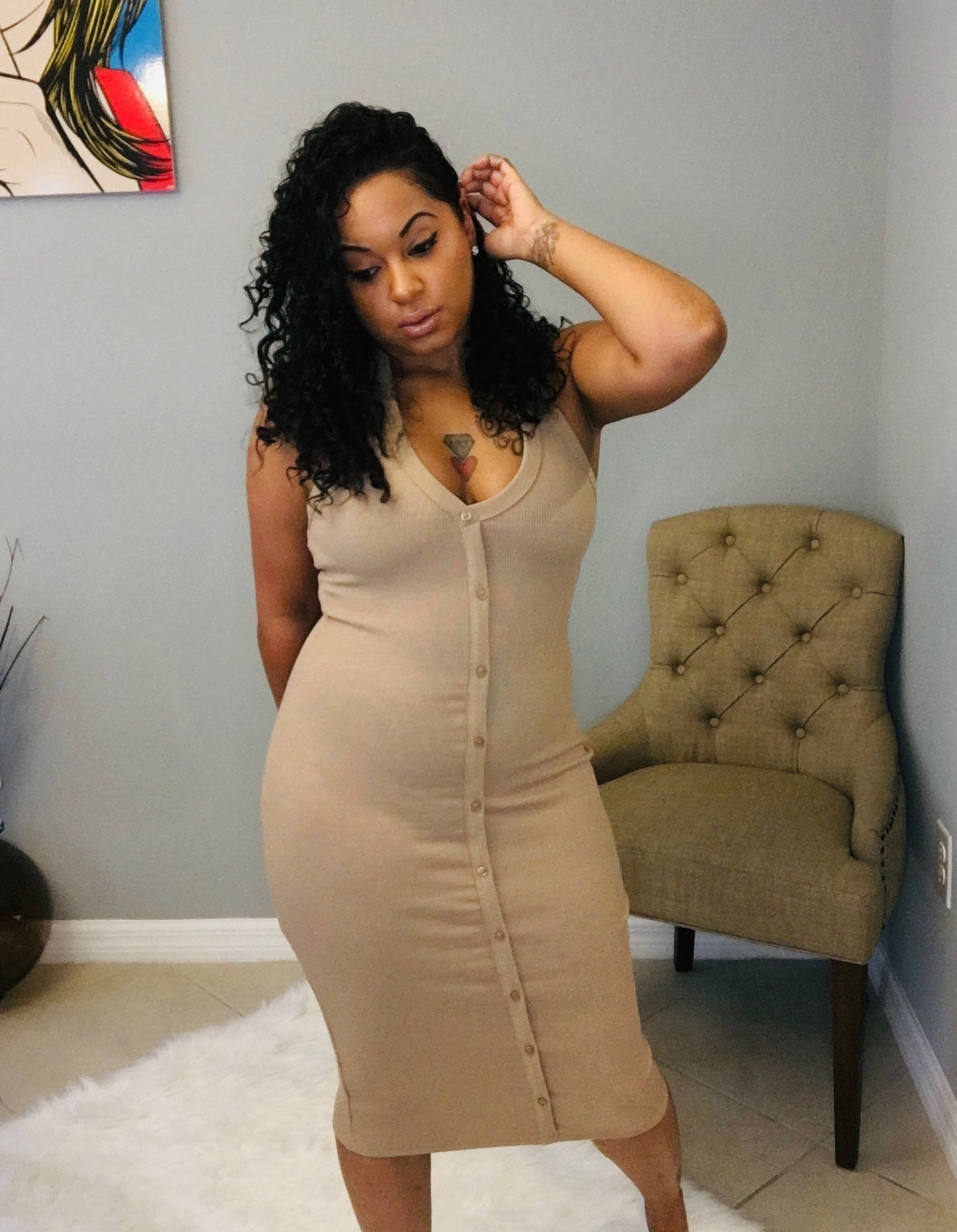 Nude Love Halter Dress - Love Me Galore Boutique