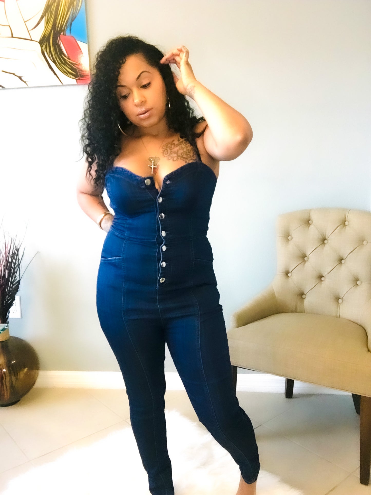 Sweetheart Denim Jumpsuit - Love Me Galore Boutique