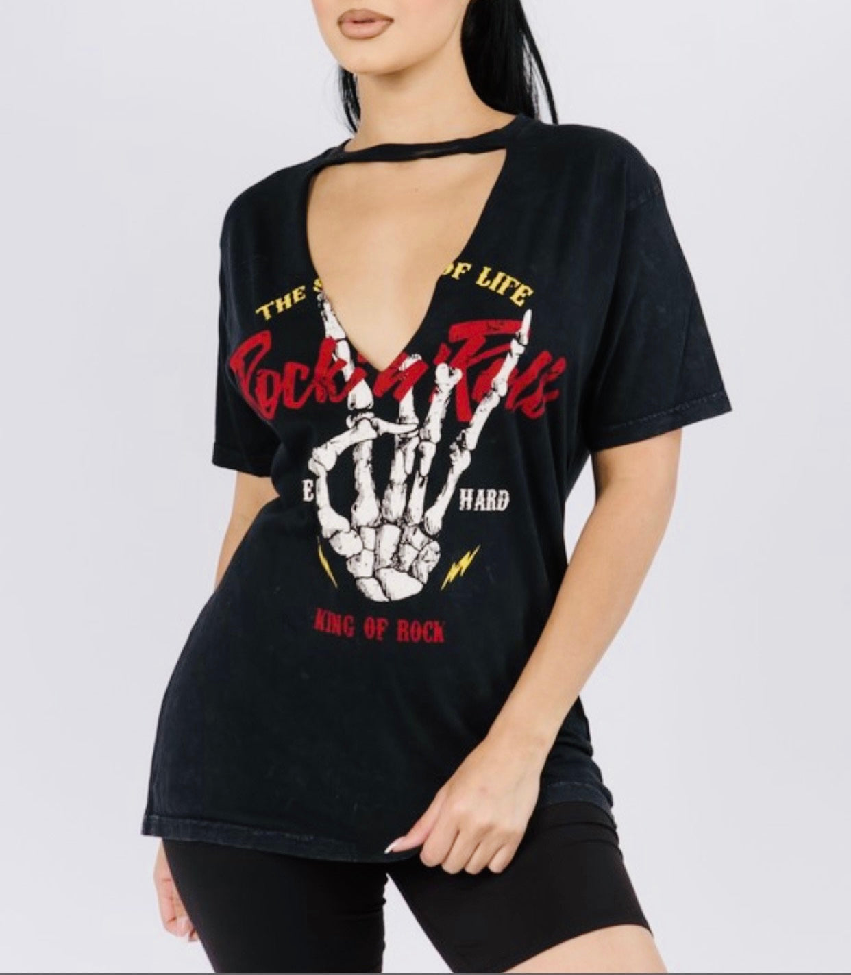 Rock n Roll V Cut Top - Love Me Galore Boutique